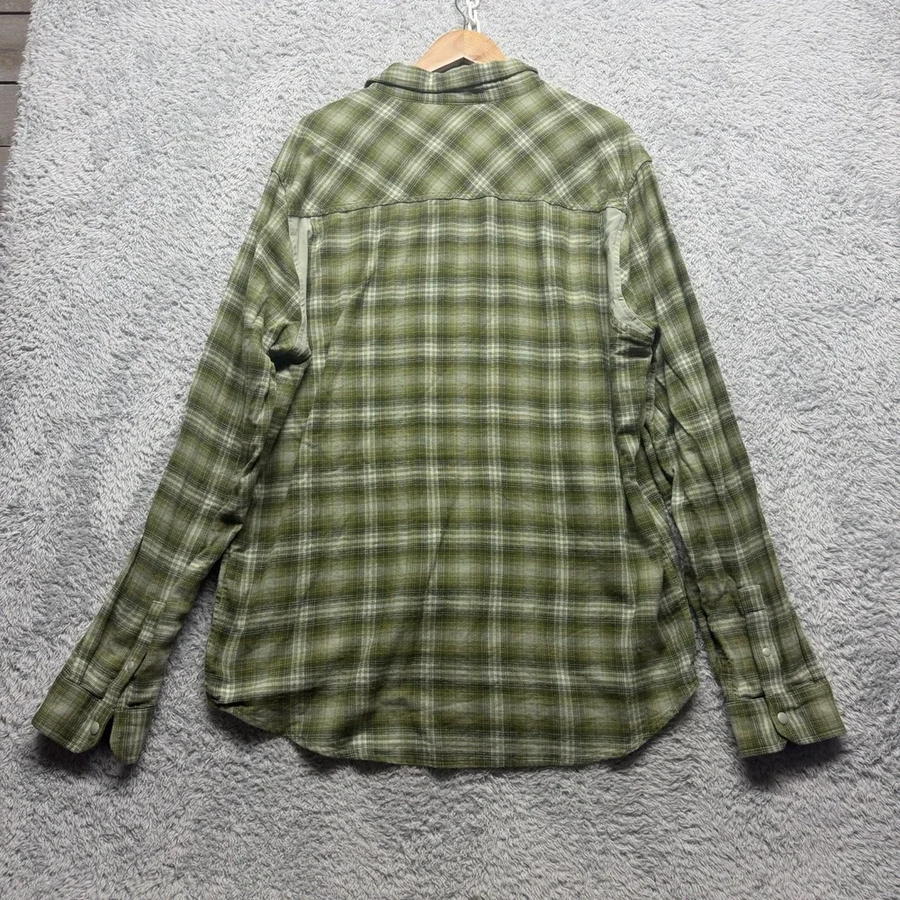 Under Armour Flannel Shirt Mens XL Green Plaid Snap Up Long Sleeve Pocket Logo